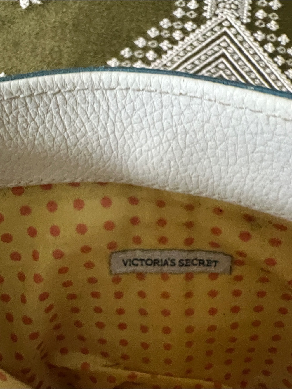 Victoria's Secret White Tote with Yellow and Pink Polka Dot Lining